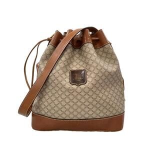 Celine Shoulder Bag Drawstring Macadam Brown